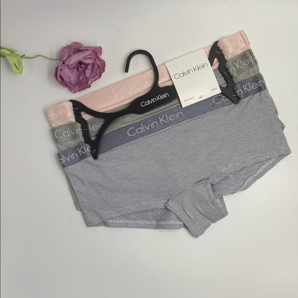 NEW Calvin Klein Stretch Cotton BoyShorts 3pc